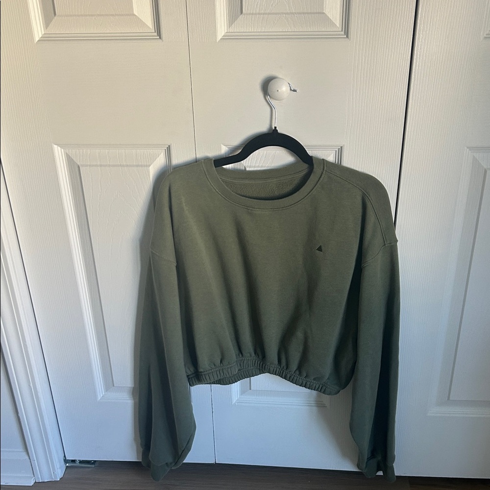Olive Green Cropped Sweatshirt